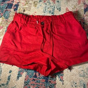 red paper bag shorts